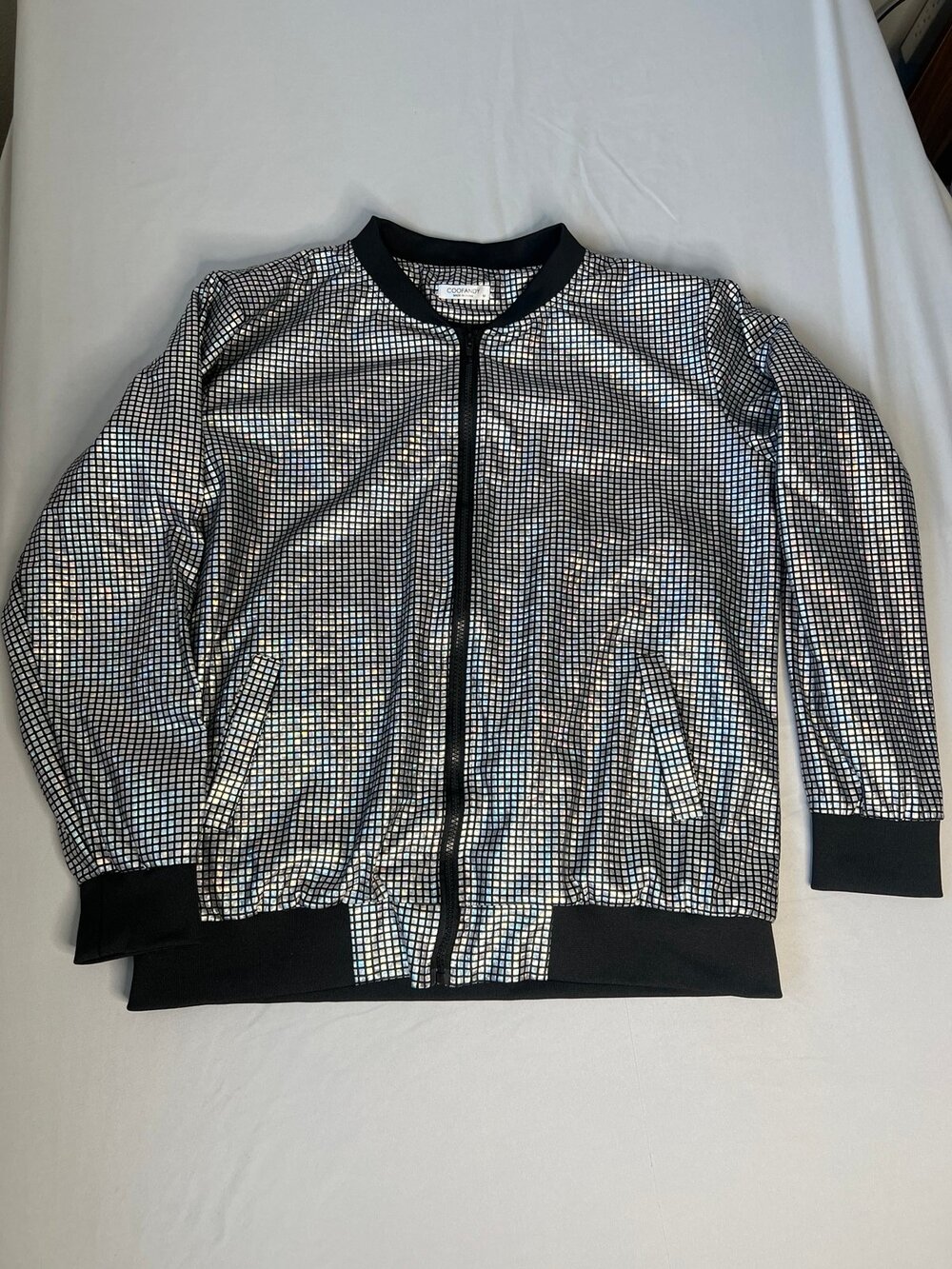 COOFANDY metallic silver bomber jacket. Medium m